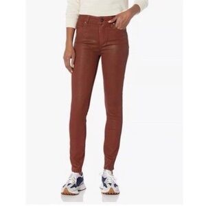 PAIGE Women's Hoxton Ankle Coated High Waisted  Brown Skinny Jeans